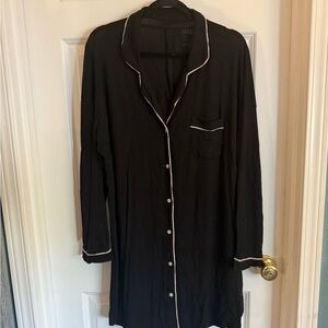 Stars Above Black Nightshirt with White Trim